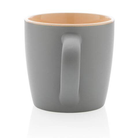 Keramiktasse innen coloriert, 300ml braun, grau bedrucken, Art.-Nr. P434.009