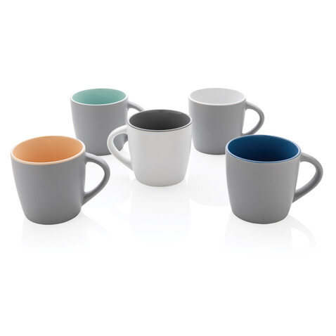 Keramiktasse innen coloriert, 300ml braun, grau bedrucken, Art.-Nr. P434.009