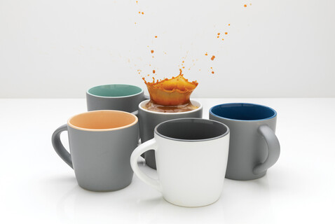 Keramiktasse innen coloriert, 300ml braun, grau bedrucken, Art.-Nr. P434.009