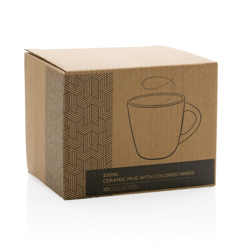 Keramiktasse innen coloriert, 300ml braun, grau bedrucken, Art.-Nr. P434.009