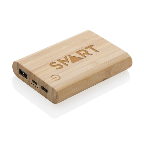 5.000mAh Bambus-Powerbank braun bedrucken, Art.-Nr. P322.259