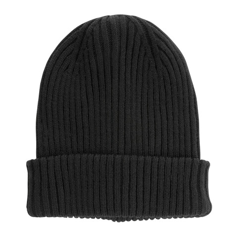 Impact AWARE™ Polylana® doppelt gestrickte Mütze schwarz bedrucken, Art.-Nr. P453.391