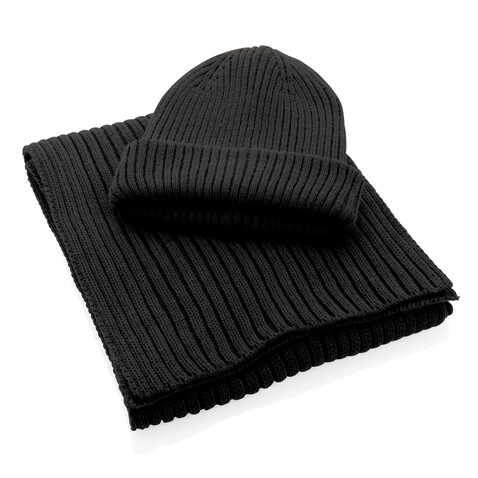 Impact AWARE™ Polylana® Strickschal 180x25cm schwarz bedrucken, Art.-Nr. P453.441