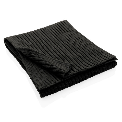 Impact AWARE™ Polylana® Strickschal 180x25cm schwarz bedrucken, Art.-Nr. P453.441