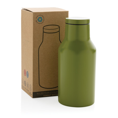 RCS recycelte Stainless Steel Kompakt-Flasche grün bedrucken, Art.-Nr. P433.197