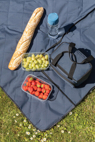 Impact Aware™ RPET faltbare, gesteppte Picknickdecke navy blau bedrucken, Art.-Nr. P459.125