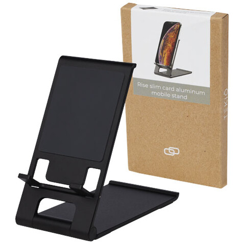 Rise schlanker Aluminium Smartphone Ständer, schwarz bedrucken, Art.-Nr. 12427990
