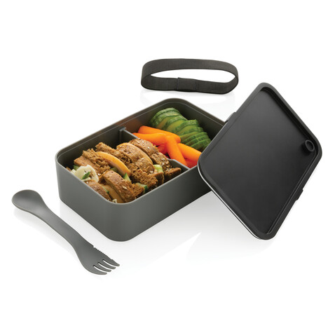 GRS RPP Lunchbox mit Göffel grau bedrucken, Art.-Nr. P269.052