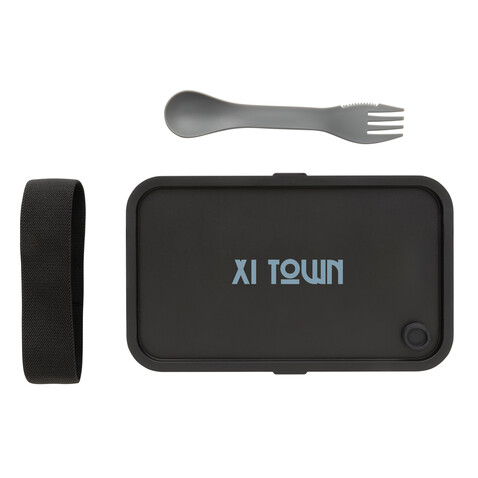 GRS RPP Lunchbox mit Göffel grau bedrucken, Art.-Nr. P269.052