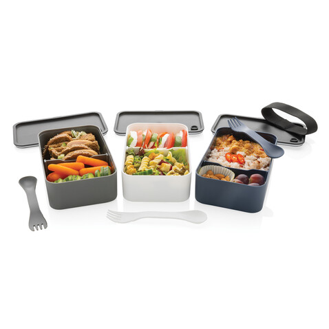 GRS RPP Lunchbox mit Göffel grau bedrucken, Art.-Nr. P269.052