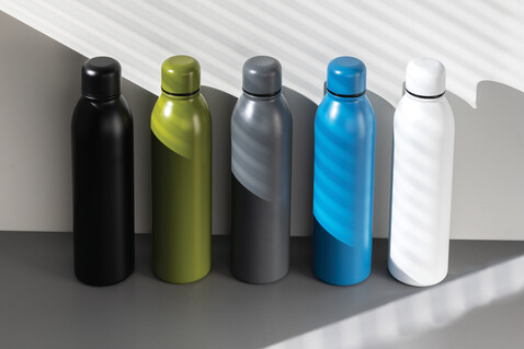 RCS recycelte Stainless Steel Vakuumflasche anthrazit bedrucken, Art.-Nr. P433.042