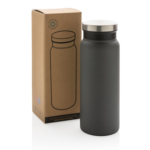 RCS recycelte Stainless Steel Vakuumflasche 600ml grau bedrucken, Art.-Nr. P433.022
