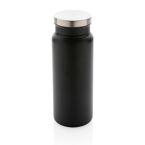 RCS recycelte Stainless Steel Vakuumflasche 600ml schwarz, schwarz bedrucken, Art.-Nr. P433.021