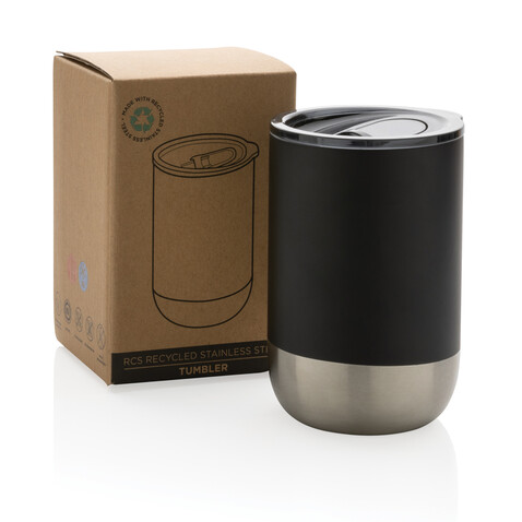 RCS recycelter Stainless Steel Becher schwarz bedrucken, Art.-Nr. P433.061