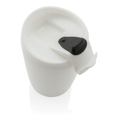 GRS recycelter PP-Becher mit Flip-Deckel weiß bedrucken, Art.-Nr. P433.083