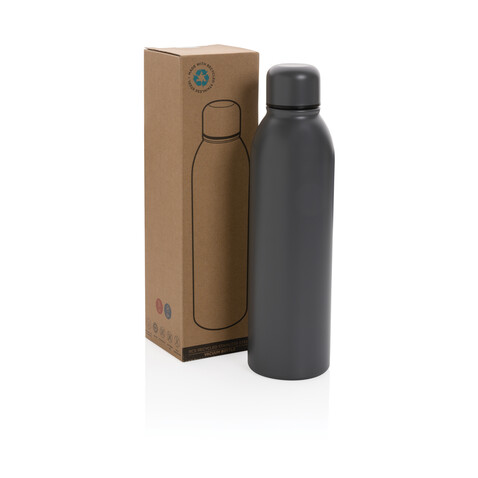 RCS recycelte Stainless Steel Vakuumflasche anthrazit bedrucken, Art.-Nr. P433.042