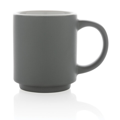 Stapelbare Keramiktasse, 180ml grau bedrucken, Art.-Nr. P434.072