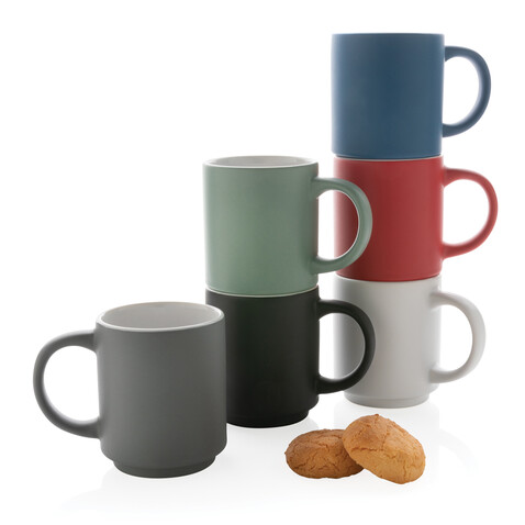 Stapelbare Keramiktasse, 180ml grau bedrucken, Art.-Nr. P434.072