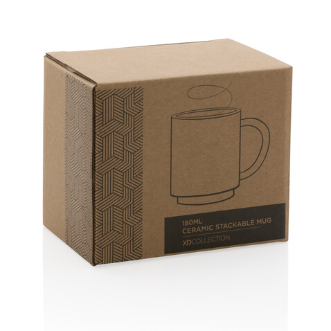 Stapelbare Keramiktasse, 180ml schwarz bedrucken, Art.-Nr. P434.071
