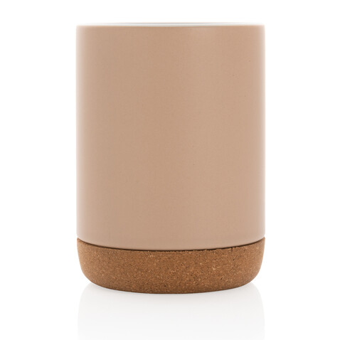 Keramikbecher mit Korkboden, 280ml braun bedrucken, Art.-Nr. P434.088