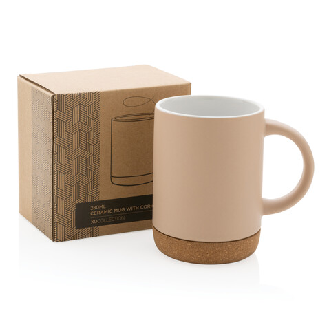 Keramikbecher mit Korkboden, 280ml braun bedrucken, Art.-Nr. P434.088