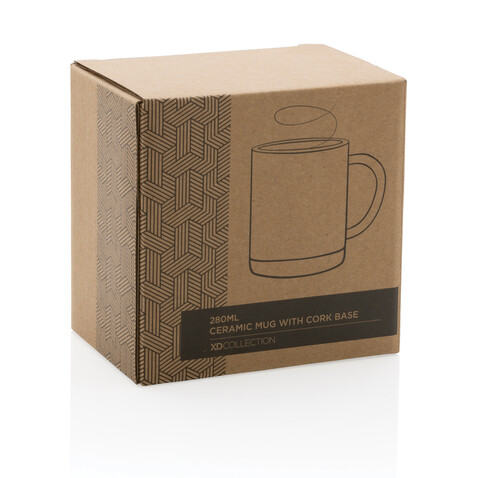 Keramikbecher mit Korkboden, 280ml braun bedrucken, Art.-Nr. P434.088