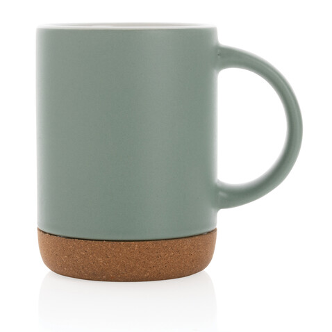 Keramikbecher mit Korkboden, 280ml grün bedrucken, Art.-Nr. P434.087
