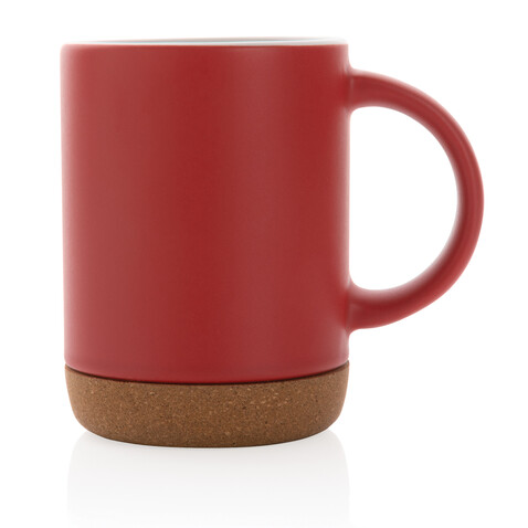 Keramikbecher mit Korkboden, 280ml rot bedrucken, Art.-Nr. P434.084