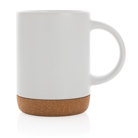 Keramikbecher mit Korkboden, 280ml weiß bedrucken, Art.-Nr. P434.083