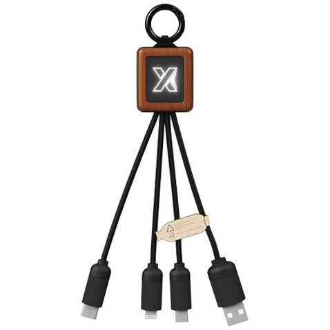 SCX.design C19 20W Easy to Use Kabel aus Holz mit Leuchtlogo, holz, schwarz bedrucken, Art.-Nr. 2PX04471
