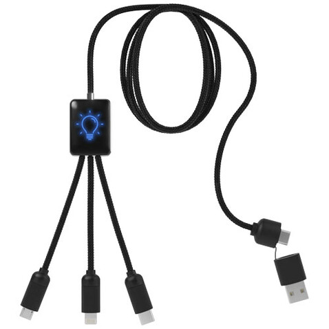 SCX.design C28 Erweitertes 5-in-1-Ladekabel, blau, schwarz bedrucken, Art.-Nr. 2PX06452