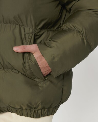 Puffer - Die Oversized Unisex-Steppjacke - British Khaki - L bedrucken, Art.-Nr. STJU840C0081L