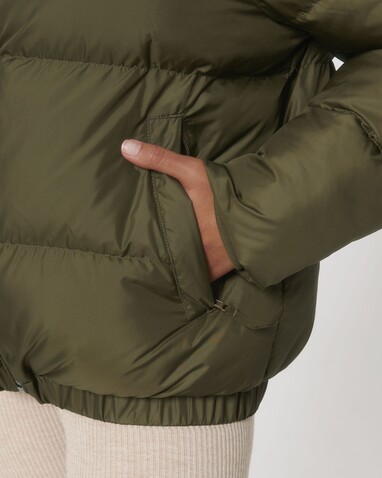 Puffer - Die Oversized Unisex-Steppjacke - British Khaki - M bedrucken, Art.-Nr. STJU840C0081M