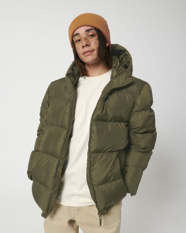 Puffer - Die Oversized Unisex-Steppjacke - British Khaki - L bedrucken, Art.-Nr. STJU840C0081L