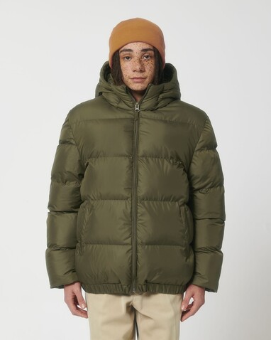 Puffer - Die Oversized Unisex-Steppjacke - British Khaki - L bedrucken, Art.-Nr. STJU840C0081L