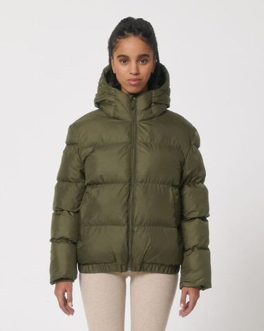 Puffer - Die Oversized Unisex-Steppjacke - British Khaki - L bedrucken, Art.-Nr. STJU840C0081L