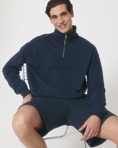 Miller Dry - Kastiges Unisex-Sweatshirt mit Viertelreißverschluss und trockener Haptik - French Navy - 3XL bedrucken, Art.-Nr. STSU795C7273X