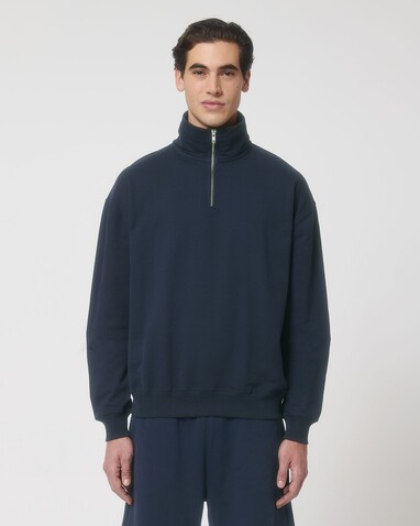 Miller Dry - Kastiges Unisex-Sweatshirt mit Viertelreißverschluss und trockener Haptik - French Navy - 3XL bedrucken, Art.-Nr. STSU795C7273X