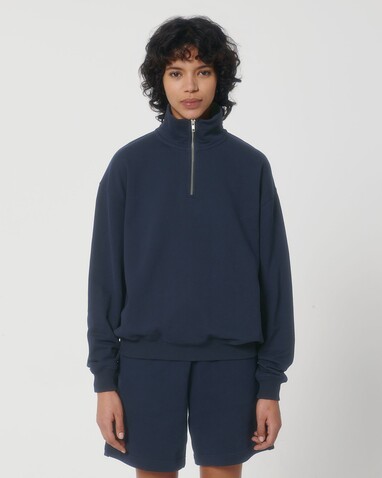 Miller Dry - Kastiges Unisex-Sweatshirt mit Viertelreißverschluss und trockener Haptik - French Navy - 3XL bedrucken, Art.-Nr. STSU795C7273X