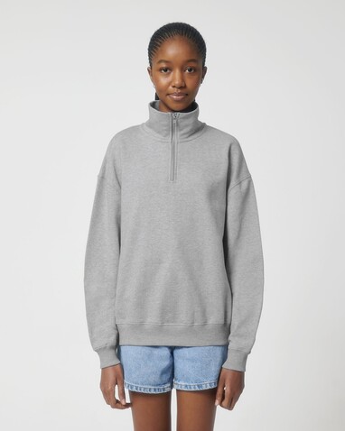 Miller Dry - Das Boxy Unisex-Sweatshirt mit kurzem Reißverschluss und trockenem Griff - Heather Grey - XXL bedrucken, Art.-Nr. STSU795C2502X
