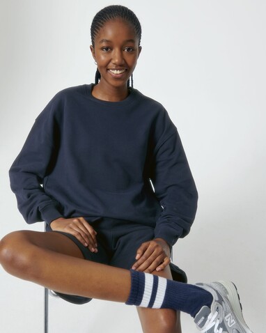 Ledger Dry - Das Boxy Rundhals-Unisex-Sweatshirt mit trockenem Griff - French Navy - 3XL bedrucken, Art.-Nr. STSU798C7273X
