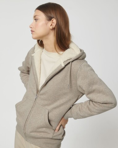 Hygger Sherpa - Der Unisex-Zip-Hoodie mit Sherpa-Futter - Heather Sand - XXL bedrucken, Art.-Nr. STSU956C5922X