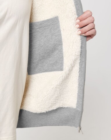 Hygger Sherpa - Der Unisex-Zip-Hoodie mit Sherpa-Futter - Heather Grey - XS bedrucken, Art.-Nr. STSU956C250XS