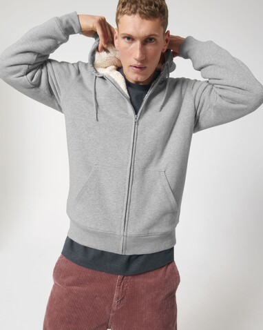 Hygger Sherpa - Der Unisex-Zip-Hoodie mit Sherpa-Futter - Heather Grey - XL bedrucken, Art.-Nr. STSU956C2501X