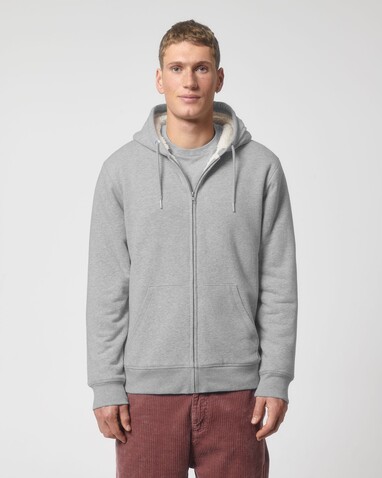 Hygger Sherpa - Der Unisex-Zip-Hoodie mit Sherpa-Futter - Heather Grey - XL bedrucken, Art.-Nr. STSU956C2501X