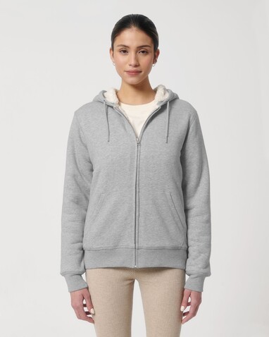 Hygger Sherpa - Der Unisex-Zip-Hoodie mit Sherpa-Futter - Heather Grey - XL bedrucken, Art.-Nr. STSU956C2501X