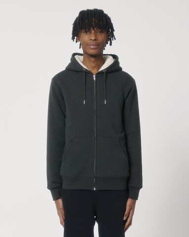 Hygger Sherpa - Der Unisex-Zip-Hoodie mit Sherpa-Futter - Dark Heather Grey - 3XL bedrucken, Art.-Nr. STSU956C6513X