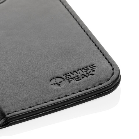 Swiss Peak RCS recyceltes 10W Wireless-Charging PU Mauspad schwarz bedrucken, Art.-Nr. P300.241