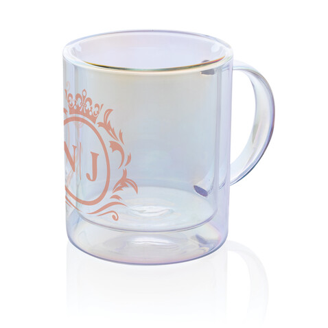 Doppelwandiger Deluxe-Becher aus galvanisiertem Glas transparent bedrucken, Art.-Nr. P433.110