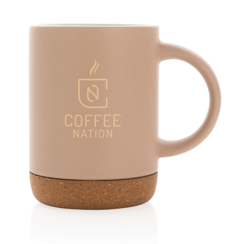 Keramikbecher mit Korkboden, 280ml braun bedrucken, Art.-Nr. P434.088